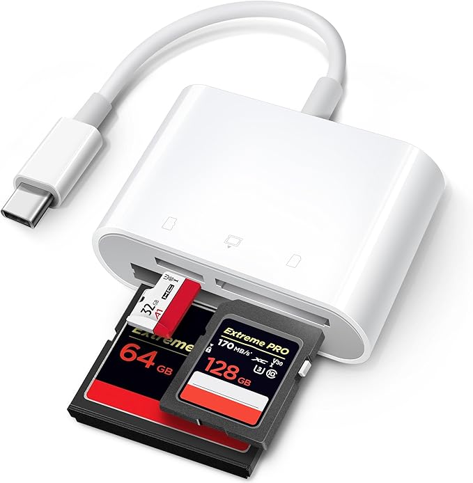 USB C SD Card Reader for iPhone 15/iPad/Mac, ChiaoPio USB C to SD CF, Type C Memory Card Adapter with Compact Flash/CF/SD/MicroSD Slots Compatible with iPad MacBook Pro/Air/Mini Mac Laptop