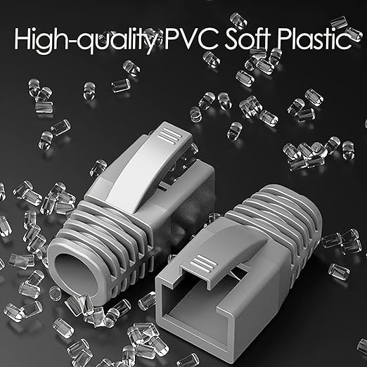 JODROAD 50-Pack RJ45 Boot Cover, Cat6A Cat7 Ethernet Network Cable Strain Relief Boot for 6.5-8.0mm Ethernet Cable (Hole Diameter: 8.0mm, Grey)