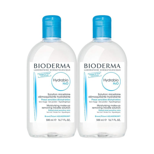 Bioderma Hydrabio DUO H2O Micellar Water Cleansing and Make-Up Removing for Dehydrated Sensitive Skin, 33.4 Fl Oz