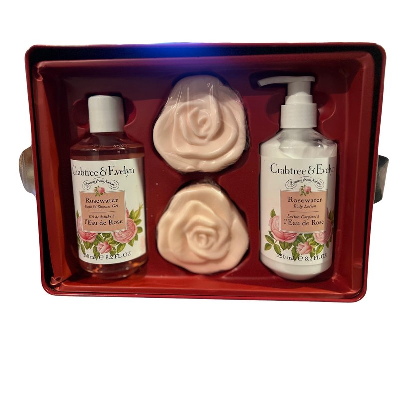 Crabtree & Evelyn 4 Piece Gift Set Tin (4-piece set, Rosewater)