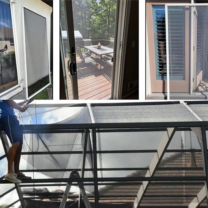 48IN*100FT Window Screen Mesh, Cuttable Fiberglass Roll Screens Door Mesh, Pet Proof Window Screen Replacement, Repair Screens Net DIY Screening Mesh Netting for Windows, Door, Porch (120cm*30m)