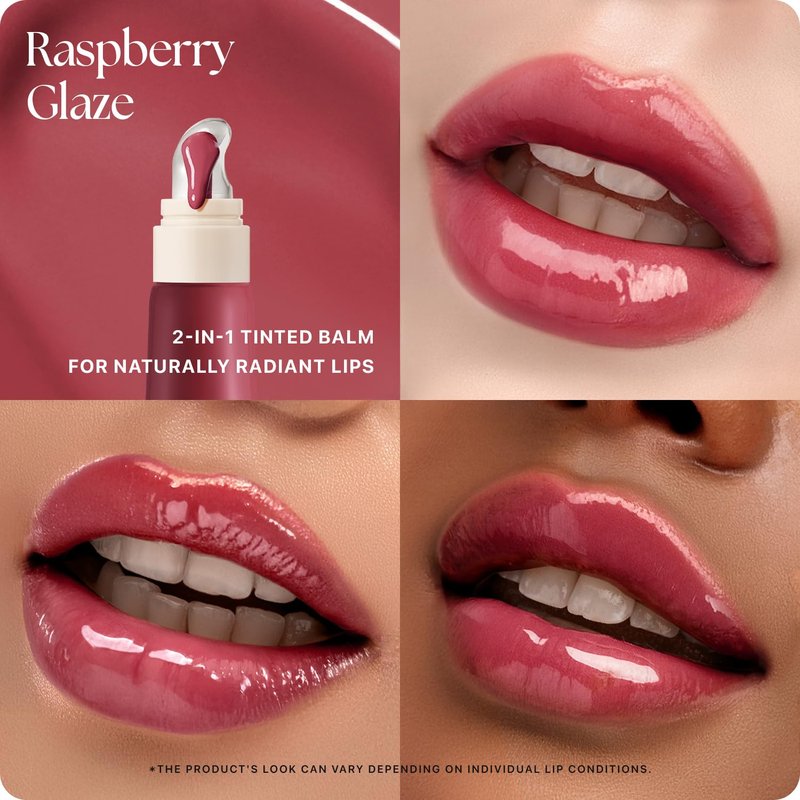 Honey Melting Lip Butter Balm - Hydrating Tinted Lip Balm with Peptides for Fuller Lips | Raspberry Glaze