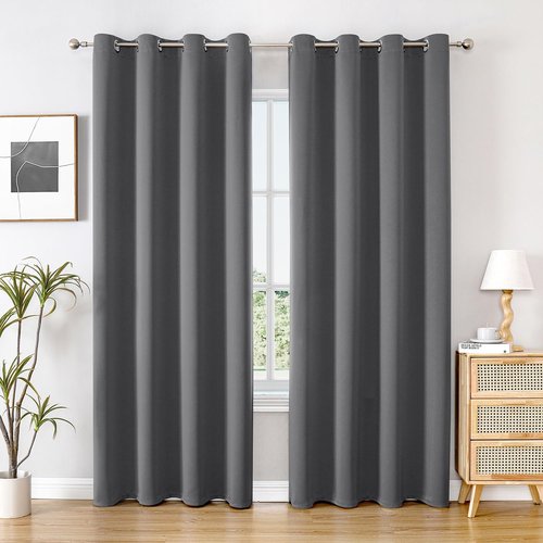 ChrisDowa Blackout Curtains - Thermal Insulated Grommet Room Darkening Panels | Grey, 52 x 80 Inch, 2-Piece Set