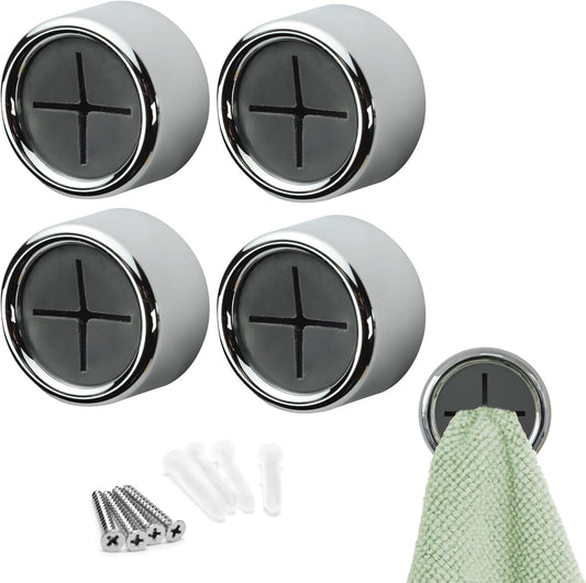 S&T INC. Round Adhesive Towel Hooks - Perfect for Kitchen, Hand & Dish Towels | Grey, 4 Pack