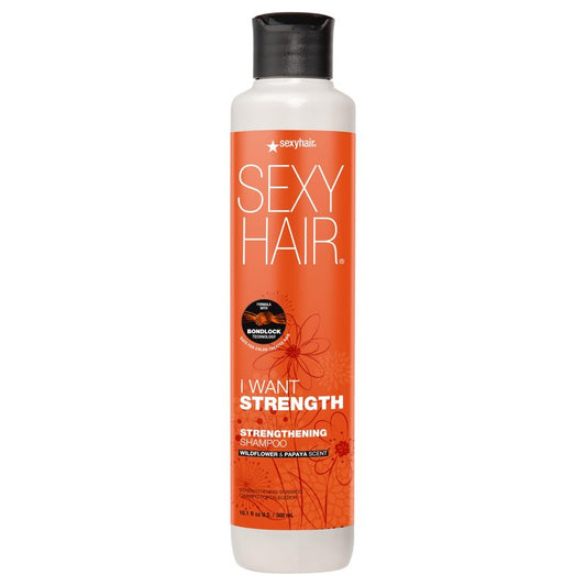 SexyHair I WANT STRENGTH Shampoo, 10.1oz | 73% Less Breakage | Safe for Color-Treated Hair | All Hair Types