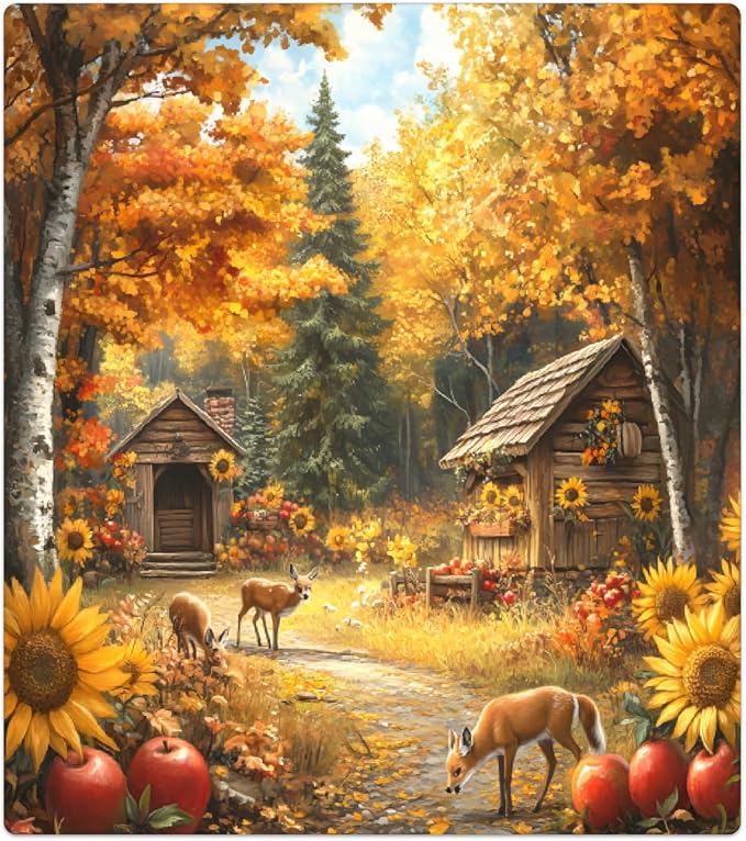 Autumn House Deer Golden Dishwasher Magnet Cover for The Front Magnetic Dishwasher Door Covers Dish Washer Sticker Wrap Home Decorative Appliances Panel Decal Kitchen Decor 23" x 26" (Magnetic)