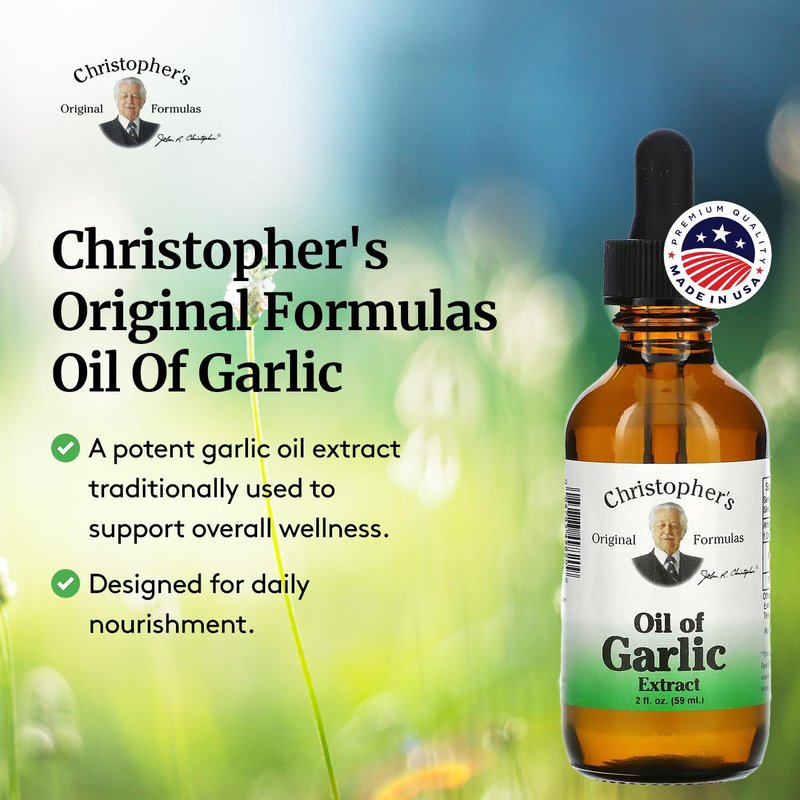 Christopher's Original Formulas Oil of Garlic Extract 2 Ounces - Pack of 2 - Premium Herbal Supplement - Cold-Pressed & Pure Liquid Garlic Oil | Versatile Use