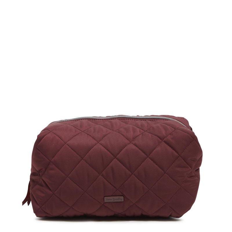 Vera Bradley Women's Performance Twill Large Cosmetic Makeup Organizer Bag, Raisin, One Size