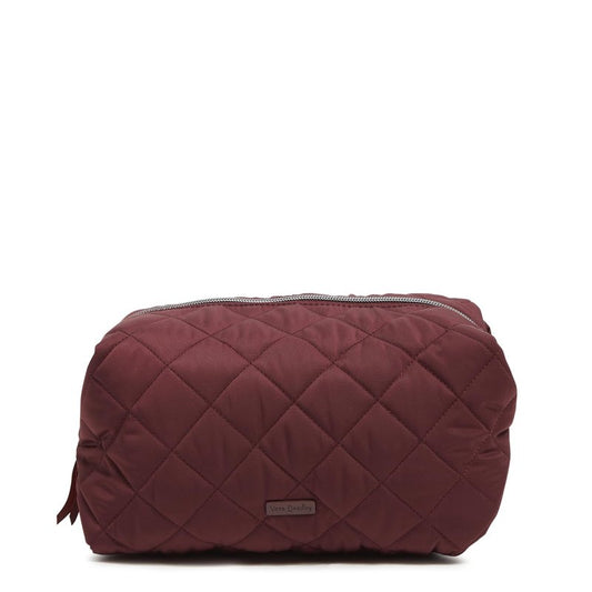 Vera Bradley Women's Performance Twill Large Cosmetic Makeup Organizer Bag, Raisin, One Size