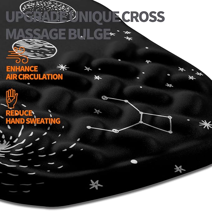 Armanza Ergonomic Slope Mouse Pad Wrist Support, Wrist Rest Mousepad for Carpal Tunnel Pain Relief with Massage Bulge and Slow Rebound Memory Foam (12x8 inch, Galactic System)