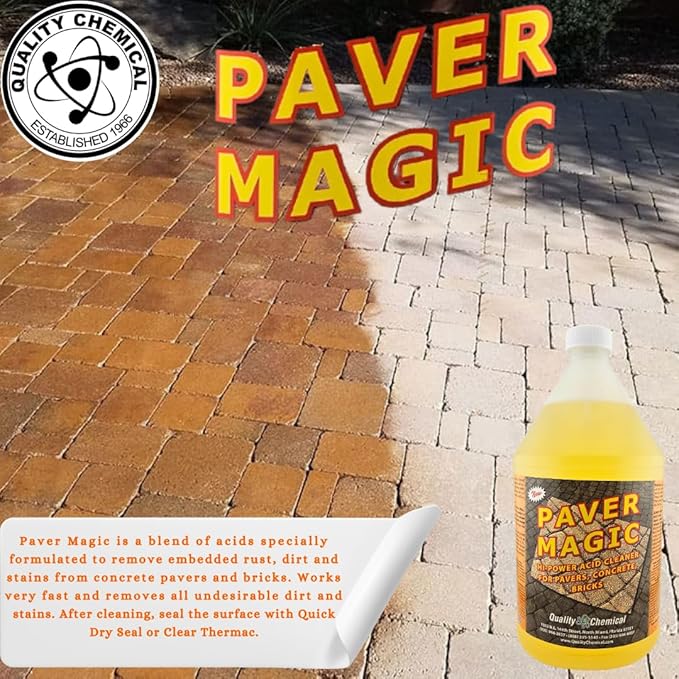 Quality Chemical Paver Magic - High Power Concrete, Brick and Paver Cleaner - Outdoor Stain Remover - 128 oz (Pack of 1)