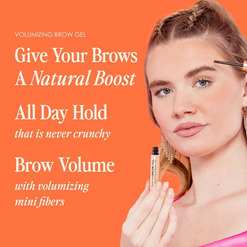 Grande Cosmetics Brow Gel - Volumizing Tinted or Clear Eyebrow Mascara for Soft Flexible Hold | Water Resistant