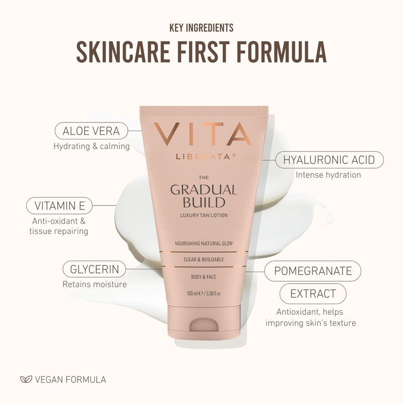 VITA LIBERATA Fabulous Gradual Tanning Lotion - Buildable Formula, Sun-Kissed Tan, Untinted For Minimal Transfer, Lasting Finish, Formulated with Hyaluronic Acid, 3.38 lf.oz