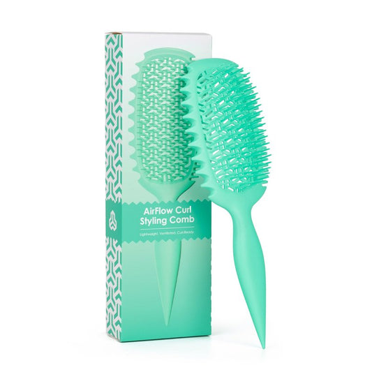 Siluannan Green 1 piece AirFlow Curl Defining Brush or Curly Hair Brush Defining, Detangling Brush with Ventilated Design, Suitable for All Wet or Dry Hair Types for Women and Men