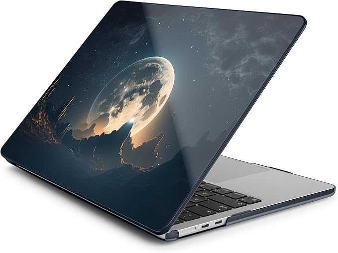 Batianda Premium Case for New MacBook Air 15 inch with M5 M4 M3 M2 Chip 2026 2025 2024 2023 Release, Designed Ultra-Slim Hardshell & Keyboard Cover & Screen Protector 4-in-1 Bundle, Moon in Sky