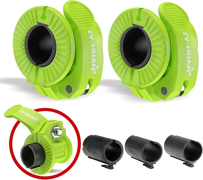 ZY-HUAN Pro Barbell Clips 1 inch Barbell Clamps 0.9-1.18inch Quick Release Weight Clips for Bars Multi-Size Adjustable Olympic Barbell Clamps (Green)