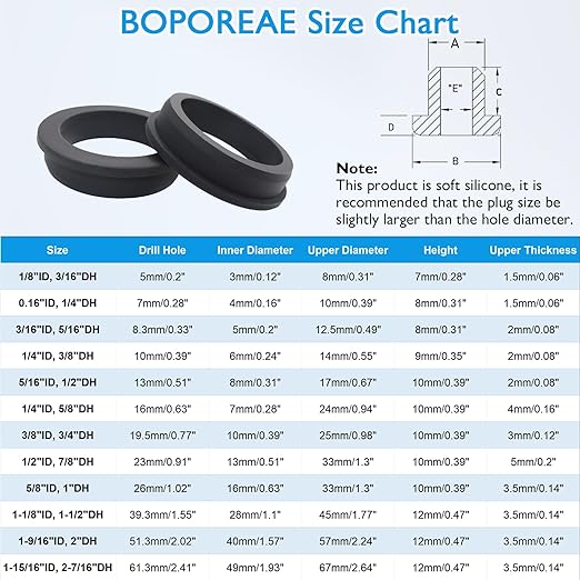 BOPOREAE 25 Pcs 3/8" Drill Hole, 1/4" ID Silicone Rubber Grommets for Wiring, Top Hat Grommets for Tubes Cables, Waterproof L-Shape O-Ring Seal Hose Gasket in Hydroponic Irrigation Systems