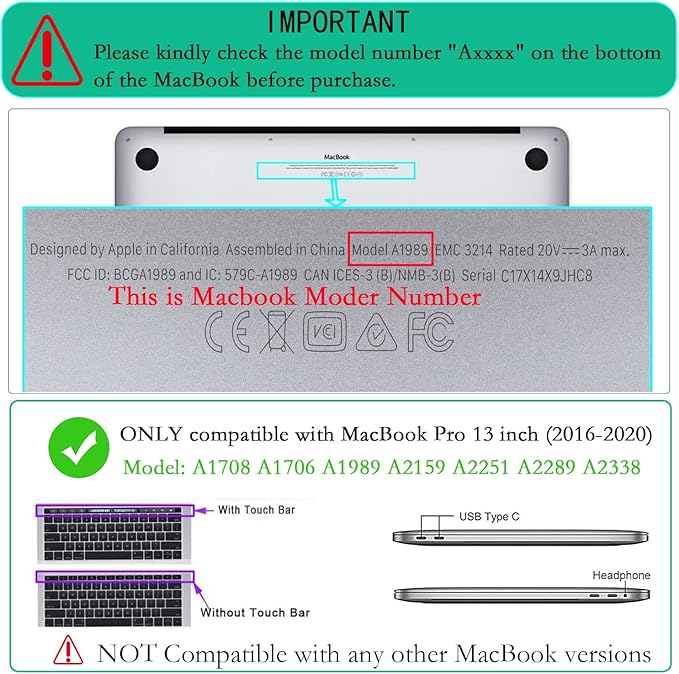 LanBaiLan Compatible for MacBook Pro 13 inch with Touch Bar M2 2026 2025 2024 2023 2022-2016 A2338 M1 A2251 A2289 A2159 A1989 A1708 A1706, Laptop Hardshell Case and Keyboard Cover, Mountain