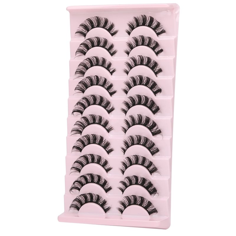wiwoseo Eyelashes Russian Strip Lashes Fake Eyelashes Russian Volume Natural Wispy Lashes 15MM Natural Lashes 10 Pairs Pack