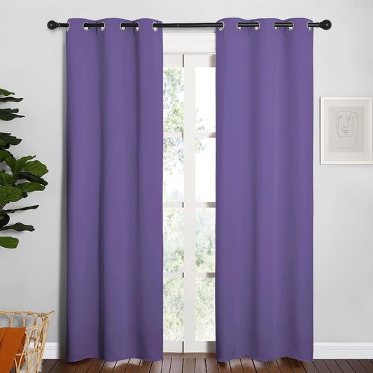 NICETOWN Blackout Curtain Panels - Thermal Insulated Grommet Drapes for Basement | Lilac Purple, 34x84" (1 Pair)