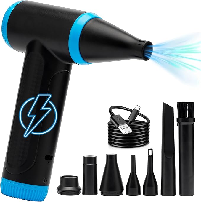 FABMA Compressed Air Duster 150000 RPM - Computer Keyboard Cleaner - Jet Dry Mini Air Blower Gun for Car Drying - Electric Canned Air Duster for Computers - Portable Car Dryer Air Blower Fan