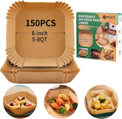 Air Fryer Liners | 150 PCS Non-Stick Parchment Paper for 5-8QT Air Fryers - Oil-Proof 8 Inch