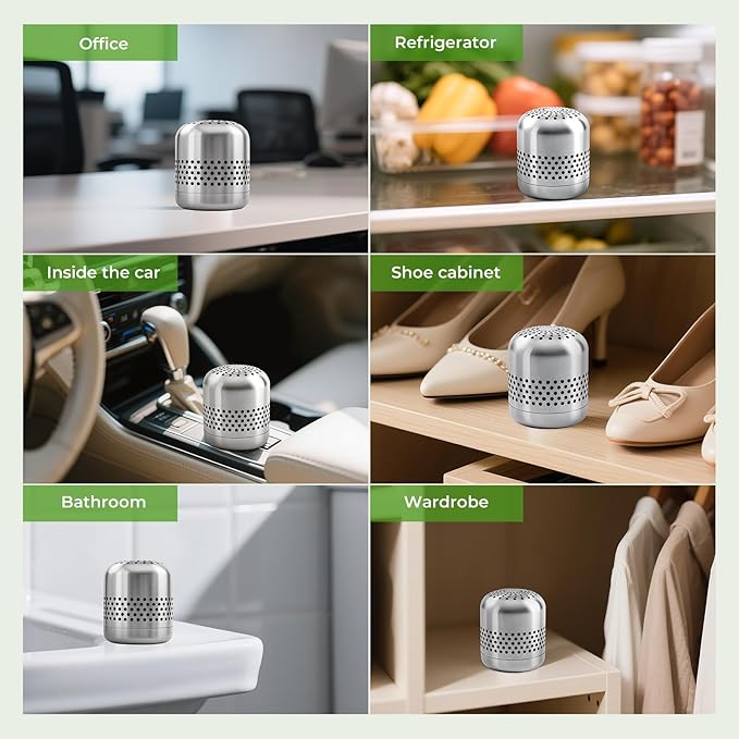 Refrigerator Deodorizer & Odor Eliminator - Lasts 10 Years, Multi-Purpose Air Purifier for Fridge, Closet, and Car - Outperforms Baking Soda & Charcoal (1 Pack)