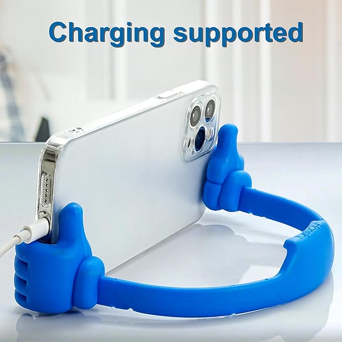 Honsky Cell Phone Stand Holder 2-Pack,Thumbs Up Lazy Phone Stand,Universal Adjustable Flexible Dock for All Phones & Tablets,Cute Perfect Valentine's Day Gifts for Him/Her,Gifts for Couples,Blue