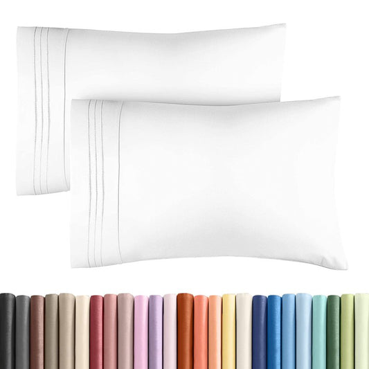 Standard Pillow Cases Set of 2 - Ultra-Soft Hotel Quality Pillowcase Covers - Comfy & Wrinkle Free - Stain and Fade Resistant - Machine Washable Pillow Protectors - 2 Piece Set - Standard Size White