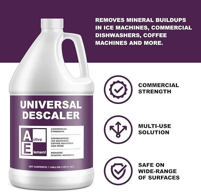 Universal Descaler - 4 Gallon - Commercial Grade Delimer for Dishwasher - Ice Machine Cleaner and Coffee Pot Descaler - Steam Tables - Hand Descaling