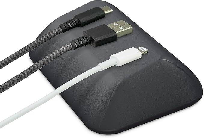 Smartish® Magnetic Cord Holder - Bigger Cable Wrangler Organizer with Magnet Clips for Charger Management on Desktop, Nightstand - Holds 6+ Cables - Black Tie Affair