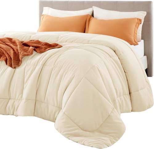 Bedsure Comforter Duvet Insert - All-Season Twin XL Quilted Down Alternative Bedding, Cream 92 x 68 Inches