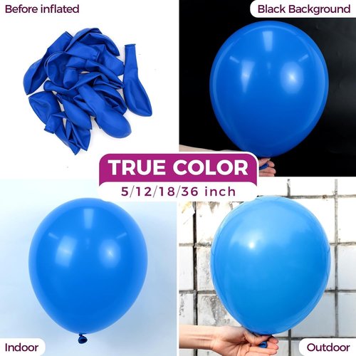 Bezente Royal Blue Latex Party Balloons - 100 Pack of 12-Inch Matte Dark Blue Helium Balloons for Celebrations