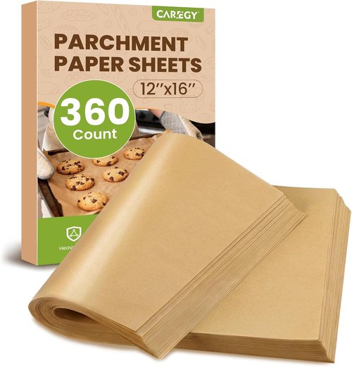 CAREGY Unbleached Parchment Paper Sheets - 360 Pcs, 12 x 16 Inch, Non-Stick for Baking & Cooking