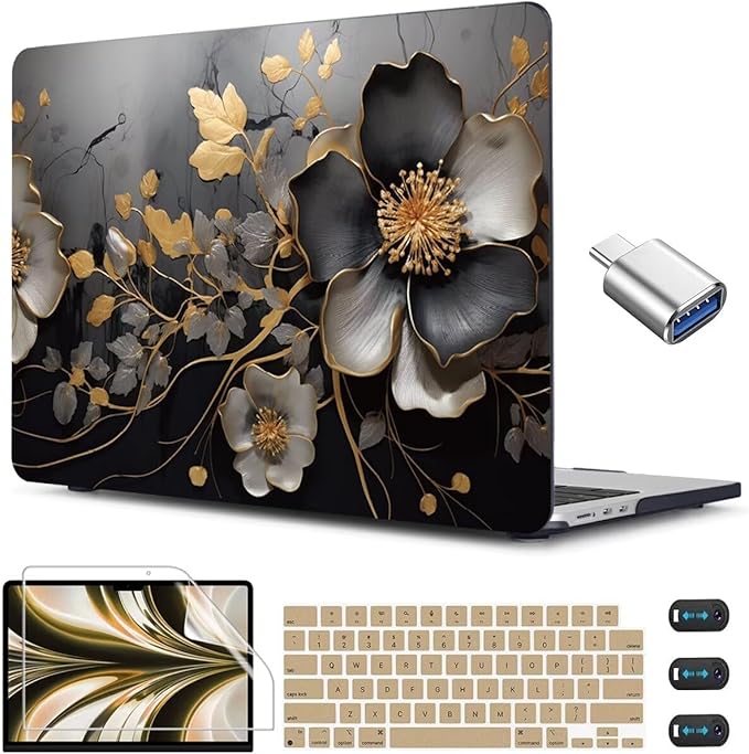CISSOOK Compatible with MacBook Air 13.6 inch 2026 2025 2024 2023 2022 Release M5 A3449 M4 A3240 M3 A3113 A2681 M2, Floral Hard Shell Case Keyboard Skin Cover Screen Protector - Abstract Oil Painting