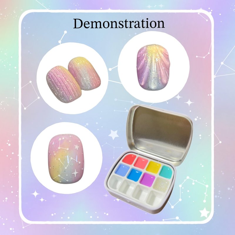YJMyujimi Semi Translucent jelly Gel Rainbow Set 8 colours 5g each Black Tube gel polish DIY at home nail art drawing 7bright colour & 1 sparkling gel Small case with 12 divisions Fine packaging Gift