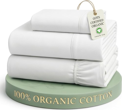 LANE LINEN 100% Organic Cotton Twin XL Sheets Set - Soft, Breathable 3-Piece White Percale Bedding