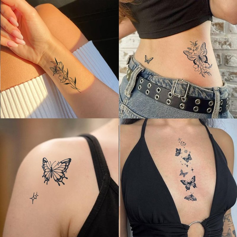 Butterfly Semi-Permanent Tattoos for Women | Realistic Body Art - 2 Weeks Long-Lasting, Waterproof Design