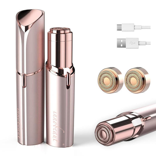 innobeaut Facial Hair Removal for Women, Electric Painless Facial Hair Remover for Face, Lip, Chin with USB Rechargeable and 2 Replacement Heads,Rose Gold