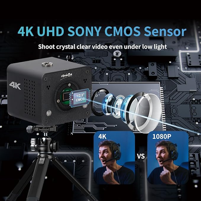 zowietek 4K POV Box Camera PoE, ZowieCAM, SDI & HDMI & UVC Output, Standalone RTSP/RTMP(s)/SRT Live Streaming, Ultra-Compact, Interchangeable Lens, PC/Mobile Phone/Tablet Control (M12)