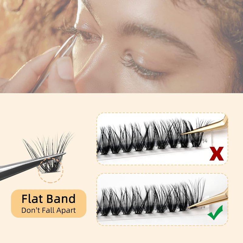 QUEWEL Cluster Lashes - 240 Pcs Individual 40D 0.07D Curl Mix 8-14mm Soft & Natural Eyelash Extensions for DIY Home Use
