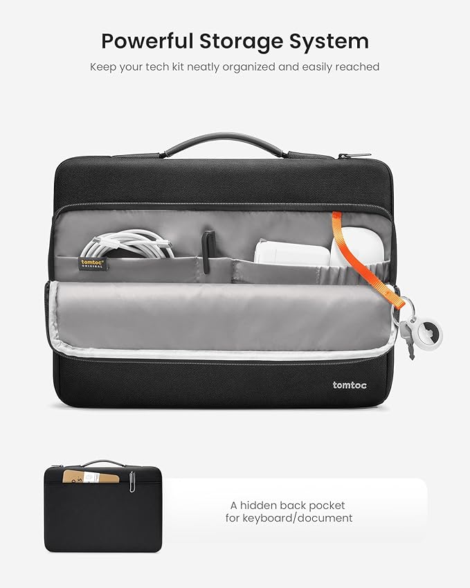 tomtoc 360 Protective Laptop Carrying Case for 2026 16-inch MacBook Pro M5 Pro/Max A3428 A3429, M4/M3/M2/M1 Pro/Max, Water-Resistant Laptop Bag Sleeve with Accessory Pocket for The New Razer Blade 15
