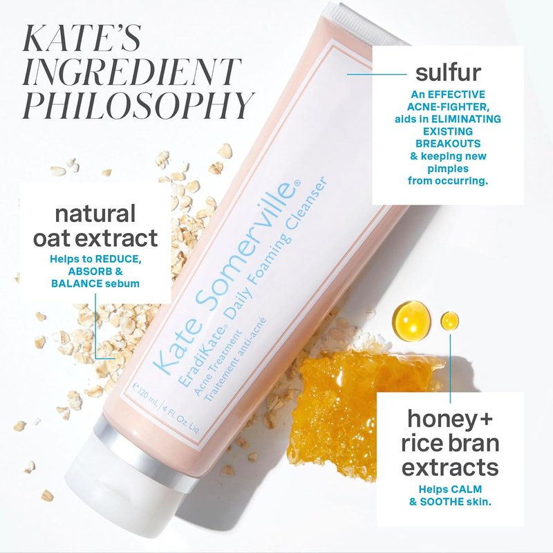 Kate Somerville Acne Treatment Set | EradiKate 3% Sulfur Cleanser & Mega-A Anti-Aging Serum | 4 oz & 1 oz