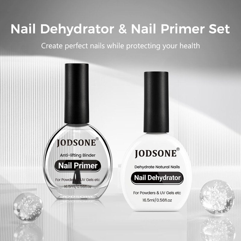 JODSONE Nail Dehydrate & Primer Set - 2Pcs 16.5ml for UV Gels | Superior Bonding for DIY Art Design