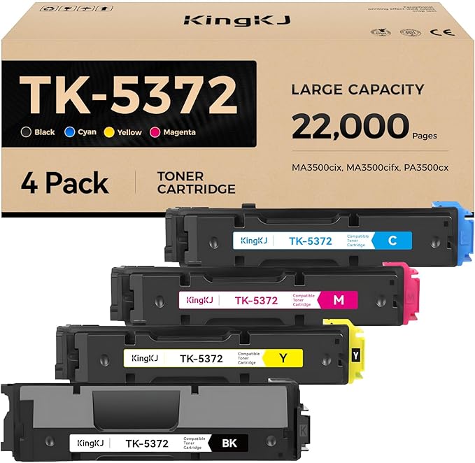 KingKJ TK-5372 TK5372 Toner Cartridges 4-Pack