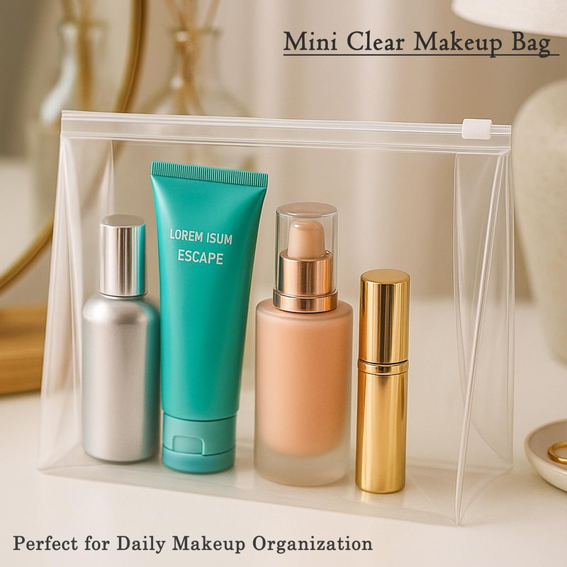 Circloophs Clear Makeup Bag, 80 Pack Large Cosmetic Bags with Zipper TSA Approved Travel Bags Bulk for Toiletries Plastic EVA Water-resistant Transparent Reusable Pouches for Bathing Suit Bikini, 11"