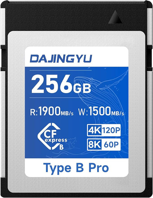 DAJINGYU 256GB CFexpress Type B Memory Card Up to 1900/1500 MB/s Read/Write- Shooting Video and Photo 4K/120P RAW Compatible with Nikon Canon panasonic Fujifilm Camera