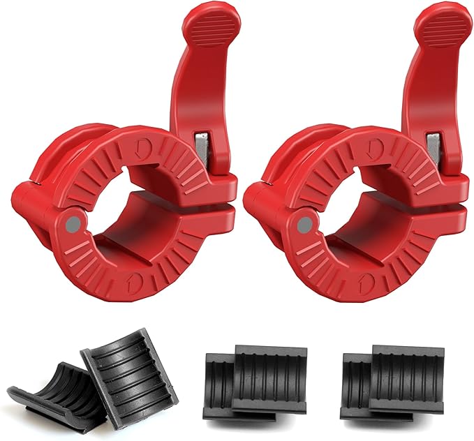 MAXRICH Barbell Clamp 1 inch Multiple Sizes & Adjustable Weight Clips for Barbell Quick Release Barbell Clips|Barbell Collar Bar Locks for Weight Lifting (Black 0.9-1.18inch), KL2-2
