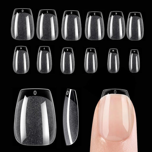 CyyaPeaap Short Coffin Nail Tips, 504Pcs Soft Gel Nails, Half Matte Full Cover False Short Coffin Nail Tips for Nail Extension, Manicure, Home DIY, Salon, 12 Sizes, Pre-Shaped Acrylic Gelly Fake Nail