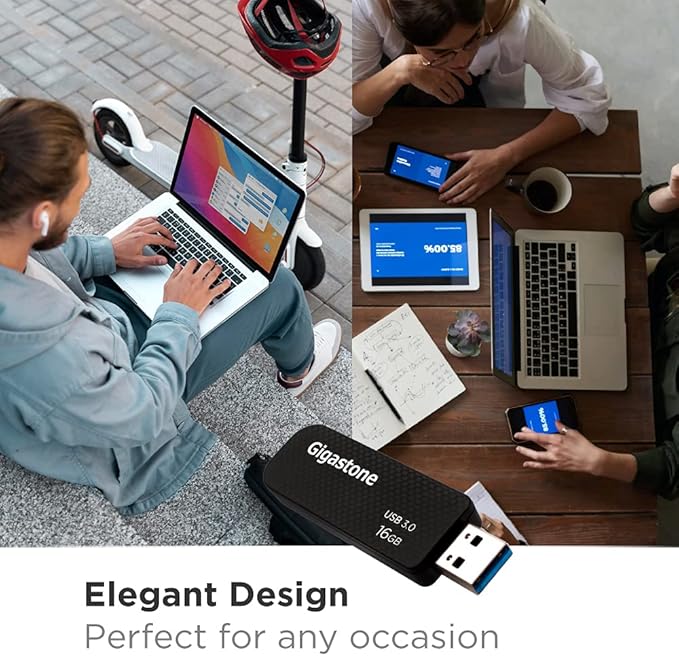 Gigastone Z30 16GB USB3.0 Flash Drive, Capless Retractable Design Pen Drive, Carbon Fiber Style, Reliable Performance & Durable (GS-U316GSLBL-R)